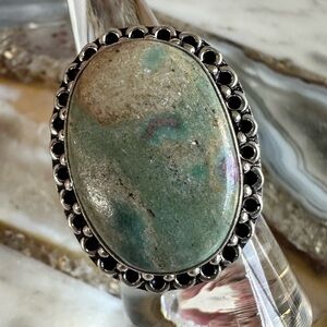 2121 Artisan Silver Ring with Earthy Green Stone